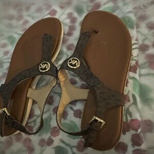Michael Kors Dark Brown Sandals with Gold Accents